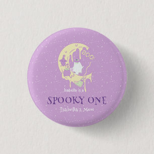 Spooky One Mamma Cute Ghost Halloween 1:a födelsed Knapp