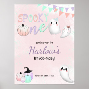 Spooky One Pastel Halloween Birthday Välkommen Poster