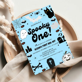 Spooky One Retro Grovy Halloween Första födelsedag Inbjudningar