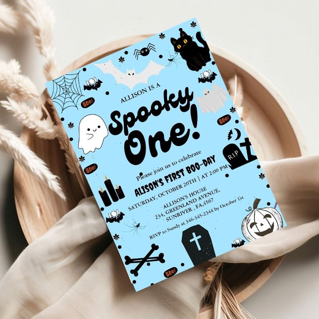 Spooky One Retro Grovy Halloween Första födelsedag Inbjudningar (Skapare uppladdad)