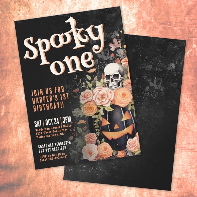 Spooky Ones 1-års födelsedagsfest Inbjudningar (Spooky One 1st Birthday Party Invitation)
