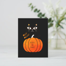 Spooky Orange Black Autumn oktober Halloween Vykort