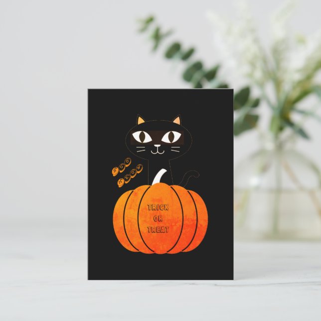 Spooky Orange Black Autumn oktober Halloween Vykort (Stående Fram)