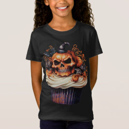 SPOOKY ORANGE & BLACK HALLOWEEN CUPCAKE T SHIRT