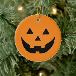 Spooky orange Jack o lantern pumkin Halloween Julgransprydnad Keramik