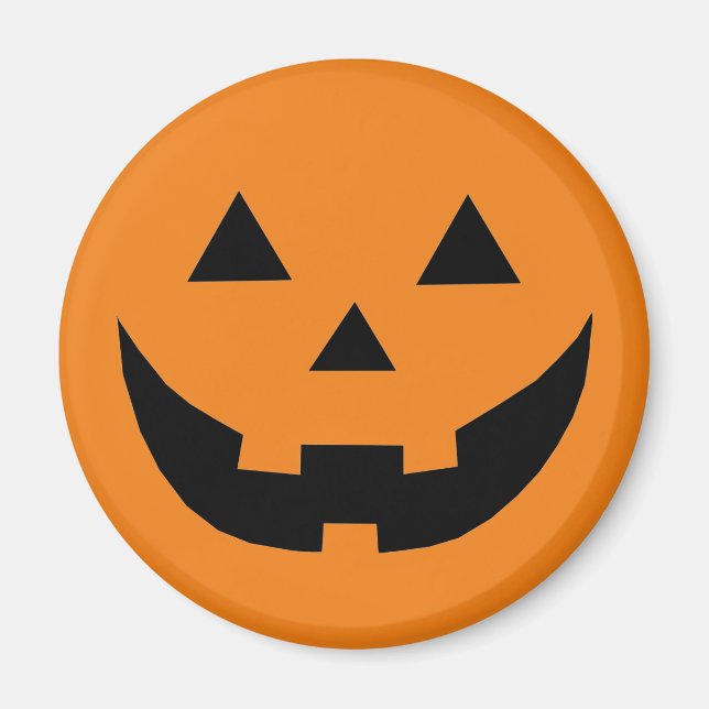 Spooky orange Jack o lantern pumkin Halloween Magnet (Framsidan)