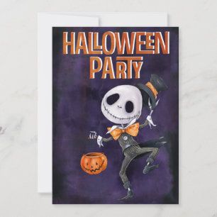 Spooky Orange Skeleton Halloween Inbjudningar