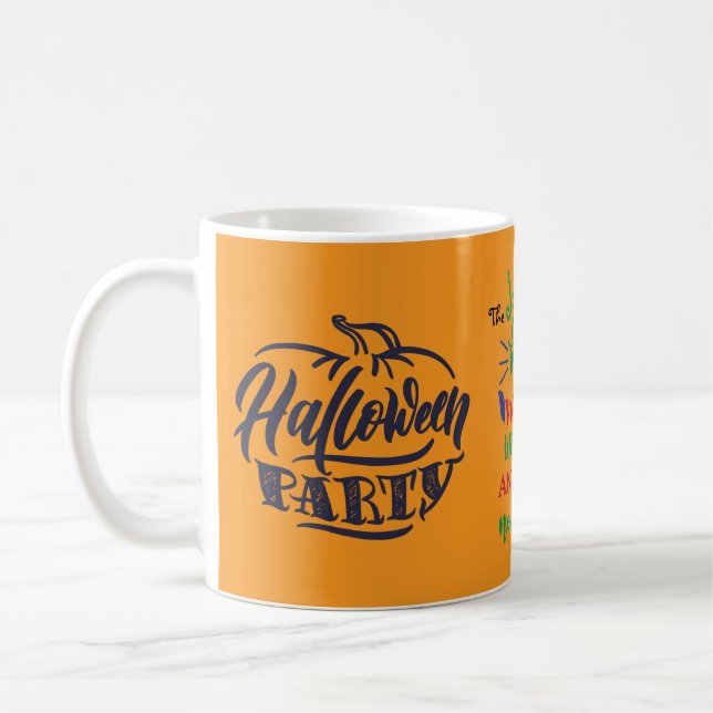 Spooky Orange Trendig Halloween Kaffemugg (Vänster)