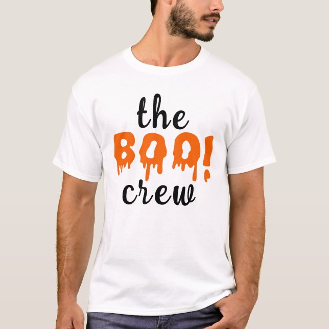 Spooky Pappa Boo Orange Halloween-familjen T Shirt (Framsida)