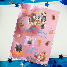 Spooky Party Animals Theme Barns födelsedag Inbjud Inbjudningar