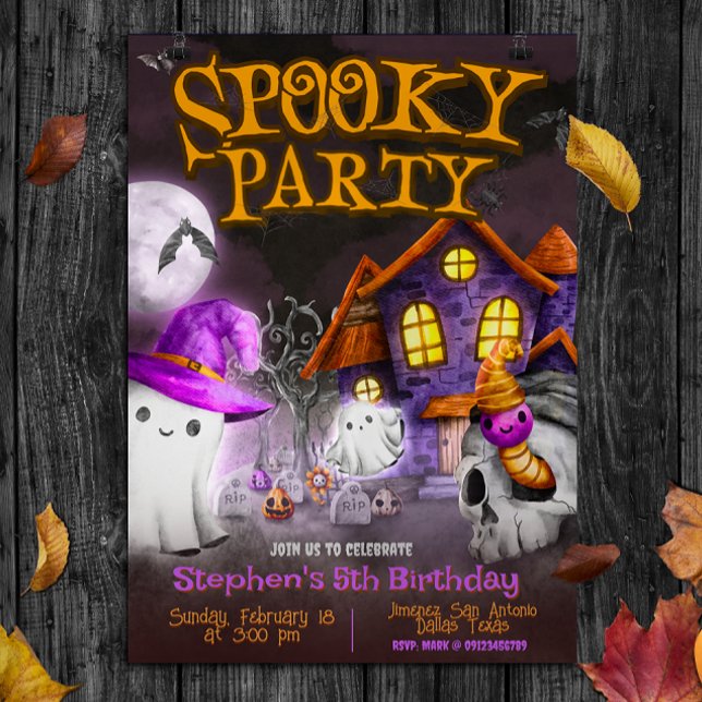 Spooky Party - Halloween Birthday Inbjudningar (Spooky Party - Halloween Birthday Invitation)