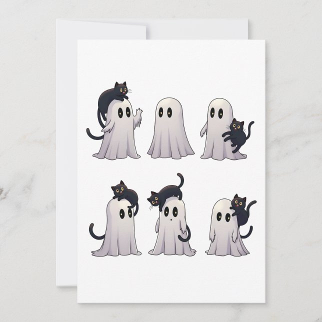 Spooky Pastel Gothic Spöken Svarta katter Hallowee Tack Kort (Framsida)