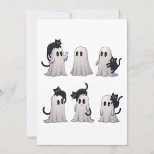 Spooky Pastel Gothic Spöken Svarta katter Hallowee Tack Kort