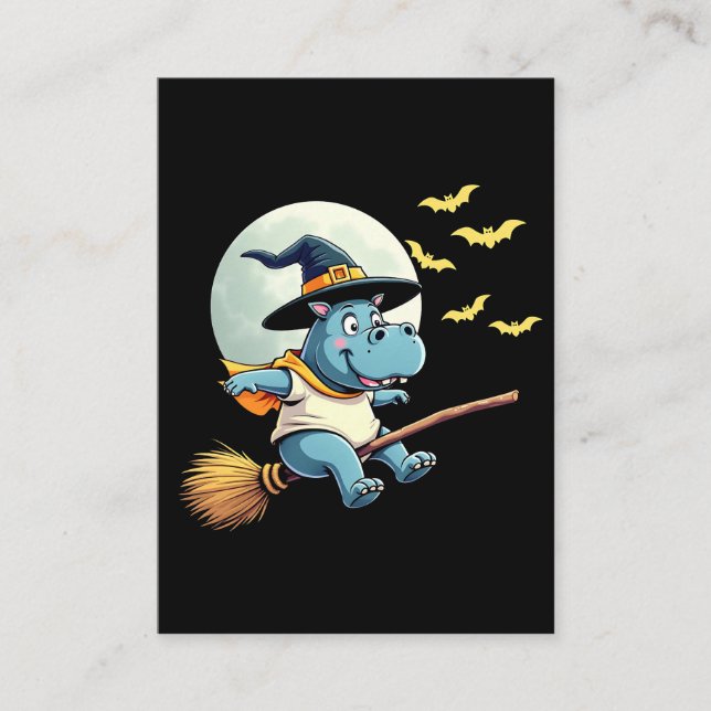 Spooky Pastel Halloween Baby Moo Deng Hippo Visitkort (Framsida)