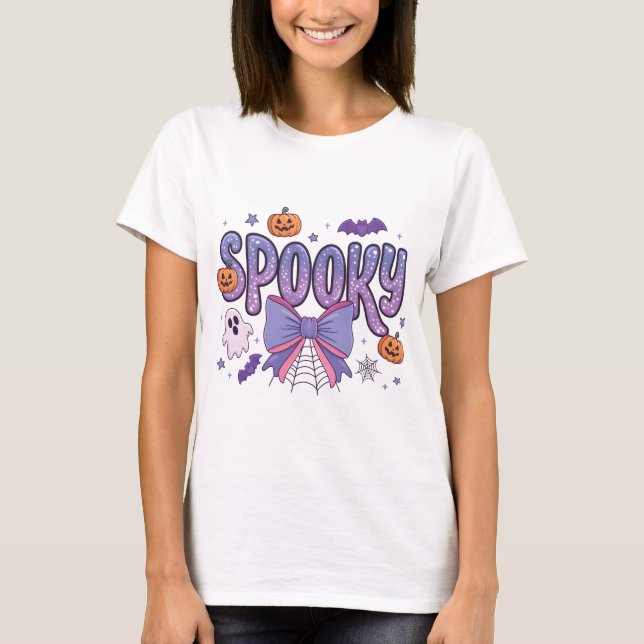 Spooky Pastel Sticker - Girly Ghost T Shirt (Framsida)