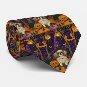 Spooky Pekingese Hund Halloween Witch och Pumpkin Slips