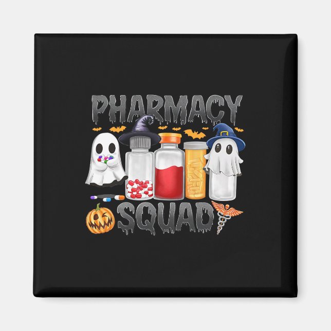 Spooky Pharmacy Squad Ghost Pills Pharmacist Tech Magnet (Framsidan)