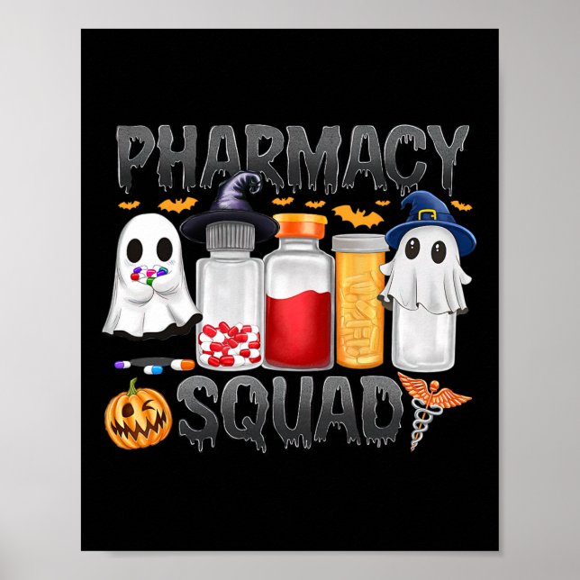Spooky Pharmacy Squad Ghost Pills Pharmacist Tech Poster (Framsidan)
