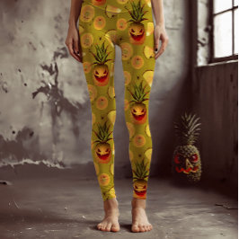 Spooky Pineapple Halloween Roligt Gult Leggings