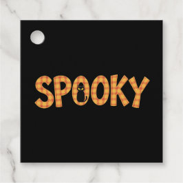 Spooky Plaid Lettering Halloween Gåvor Etiketter