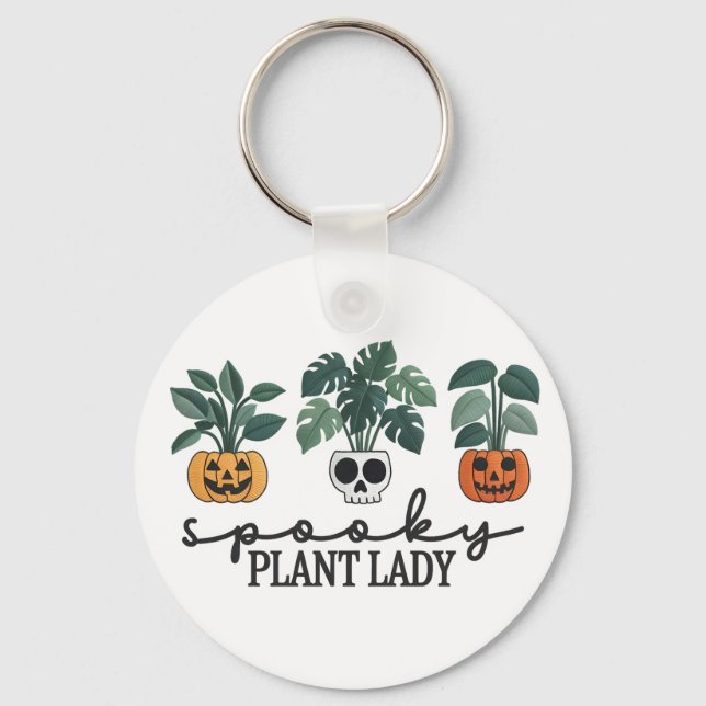 Spooky Plant Dam Halloween Monstera Design Nyckelring (Framsida)