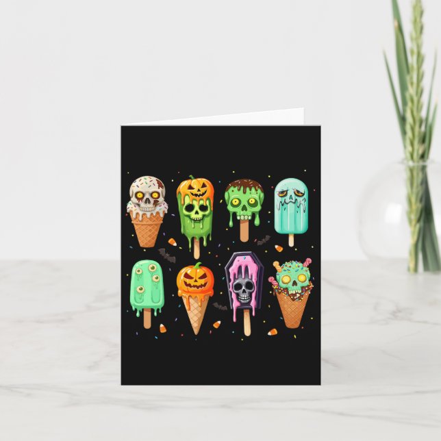 Spooky Popsicle Ice Cream Summer Party Halloween S Kort (Framsida)