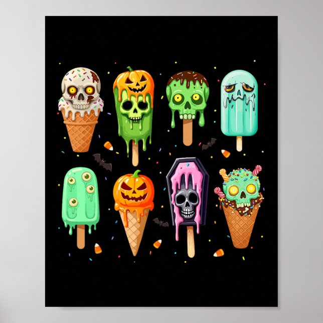 Spooky Popsicle Ice Cream Summer Party Halloween S Poster (Framsidan)