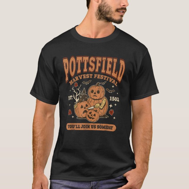 Spooky Pottsfield Harvest Festival Pumpkin Vibes H T Shirt (Framsida)