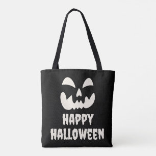 Spooky Pumpkin Ansikte Lycklig Hallowen Tygkasse