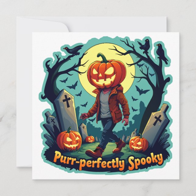 Spooky Pumpkin Art: Perfekt för Halloween Decor! Inbjudningar (Framsida)