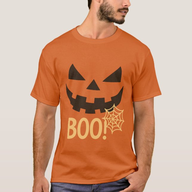 Spooky Pumpkin Boo Halloween T-Shirt (Framsida)