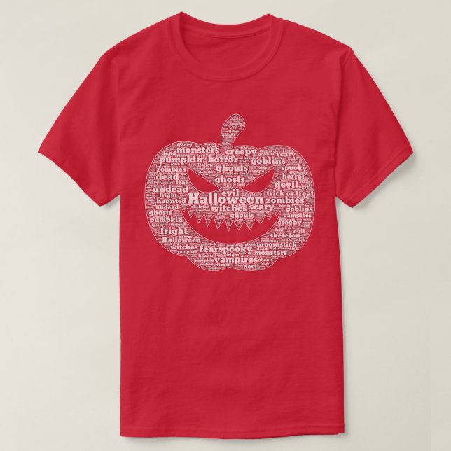 Spooky Pumpkin Face  Halloween Wordcloud  T Shirt (Design framsida)