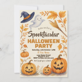 Spooky Pumpkin & Fladdermus Theme Inbjudningar