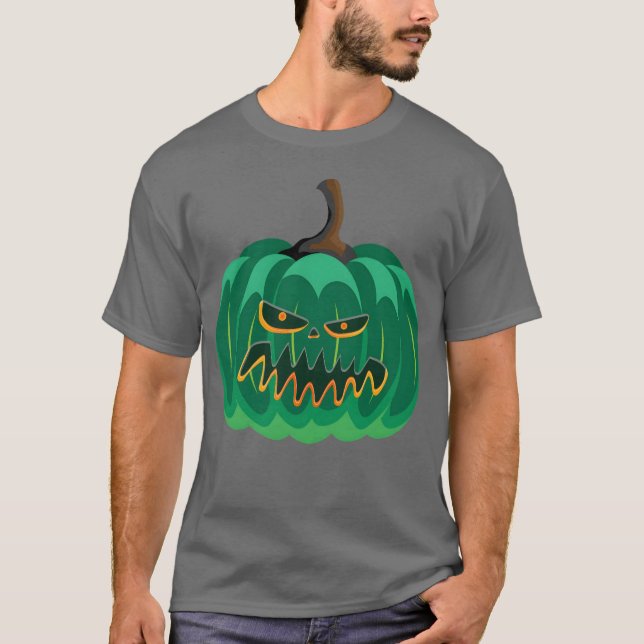 Spooky Pumpkin för Halloween roligt T Shirt (Framsida)