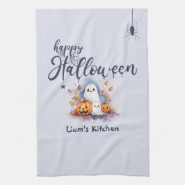 Spooky Pumpkin Ghost Halloween Kitchen Towel Kökshandduk
