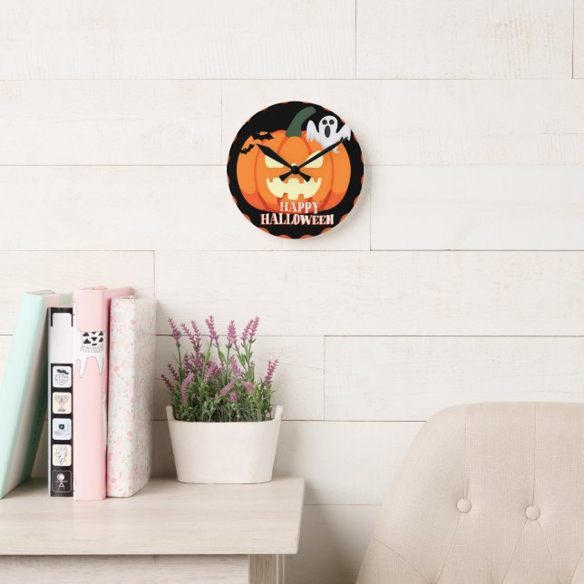 Spooky Pumpkin & Ghost Halloween klocka (Läsesal)