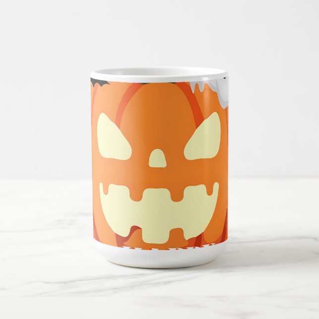 Spooky Pumpkin & Ghost Halloween klocka Kaffemugg (Center)