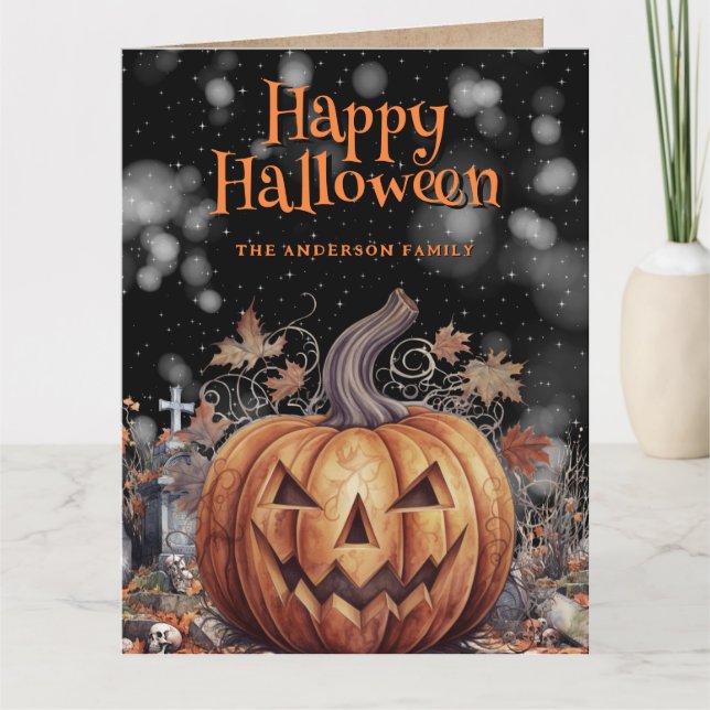 Spooky Pumpkin Ghost Happy halloween Kort (Framsida)