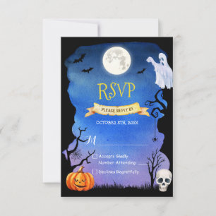 Spooky Pumpkin Ghost Skull Halloween OSA Kort