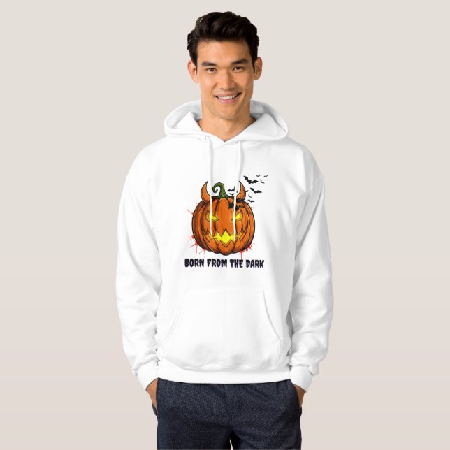 Spooky Pumpkin Halloween Hoodie - Bats (Hel framsida)