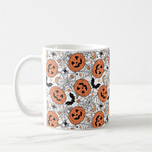 Spooky Pumpkin Halloween Mönster Kaffemugg
