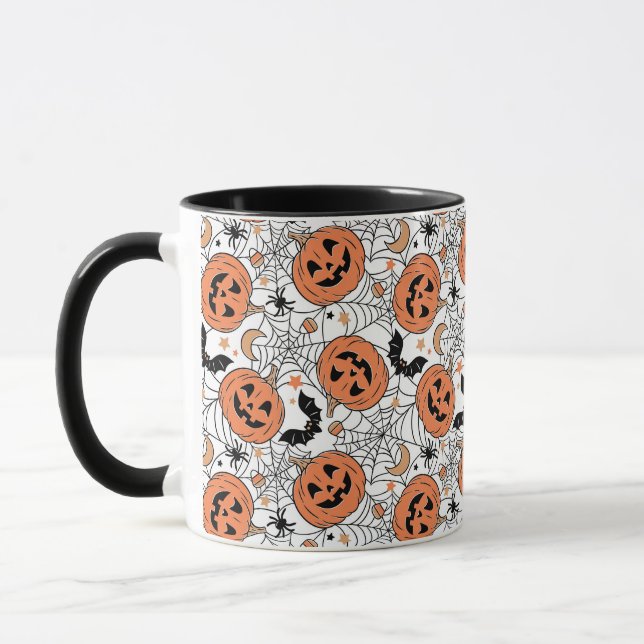 Spooky Pumpkin Halloween Mönster Mugg (Vänster)