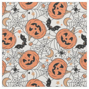 Spooky Pumpkin Halloween Mönster Tyg