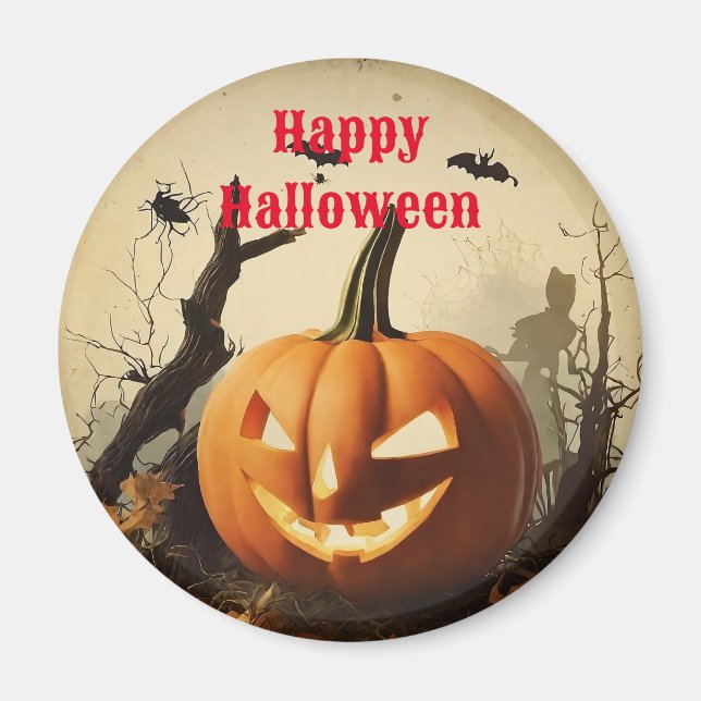 Spooky Pumpkin Halloween-samling Magnet (Framsidan)