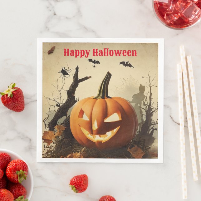 Spooky Pumpkin Halloween-samling Pappersservett (Insitu)