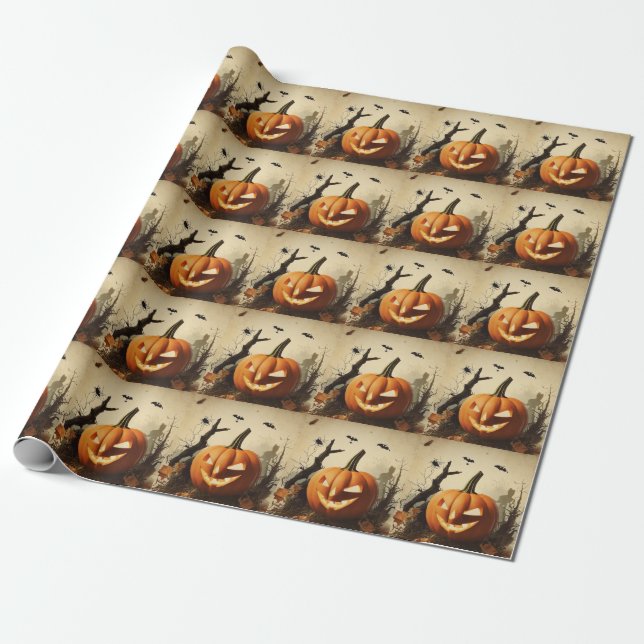 Spooky Pumpkin Halloween-samling Presentpapper (Utrullad)