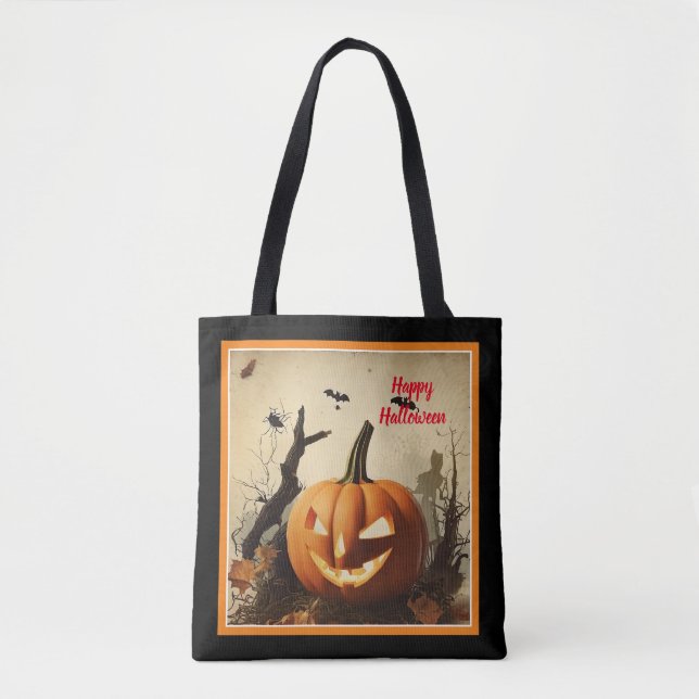 Spooky Pumpkin Halloween-samling Tygkasse (Framsida)