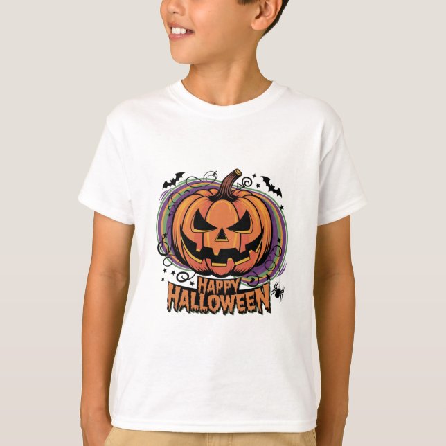 Spooky Pumpkin Halloween T-Shirt (Framsida)