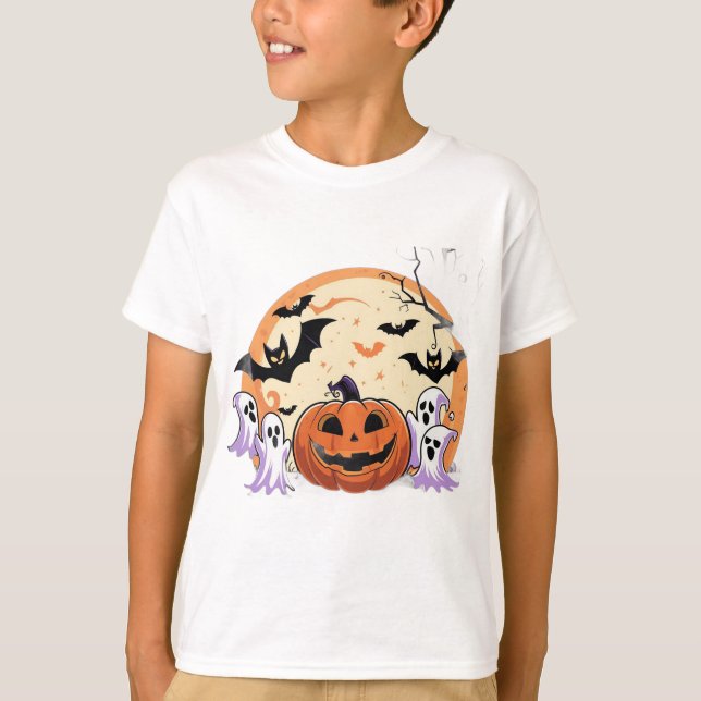 Spooky Pumpkin Halloween Tee Boys T-Shirts (Framsida)