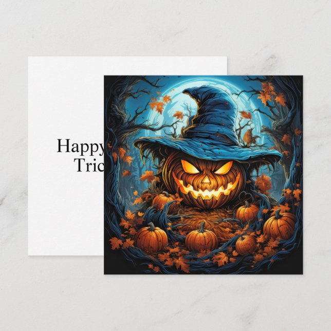 Spooky Pumpkin Happy halloween Art Kort (Fram/baksida)